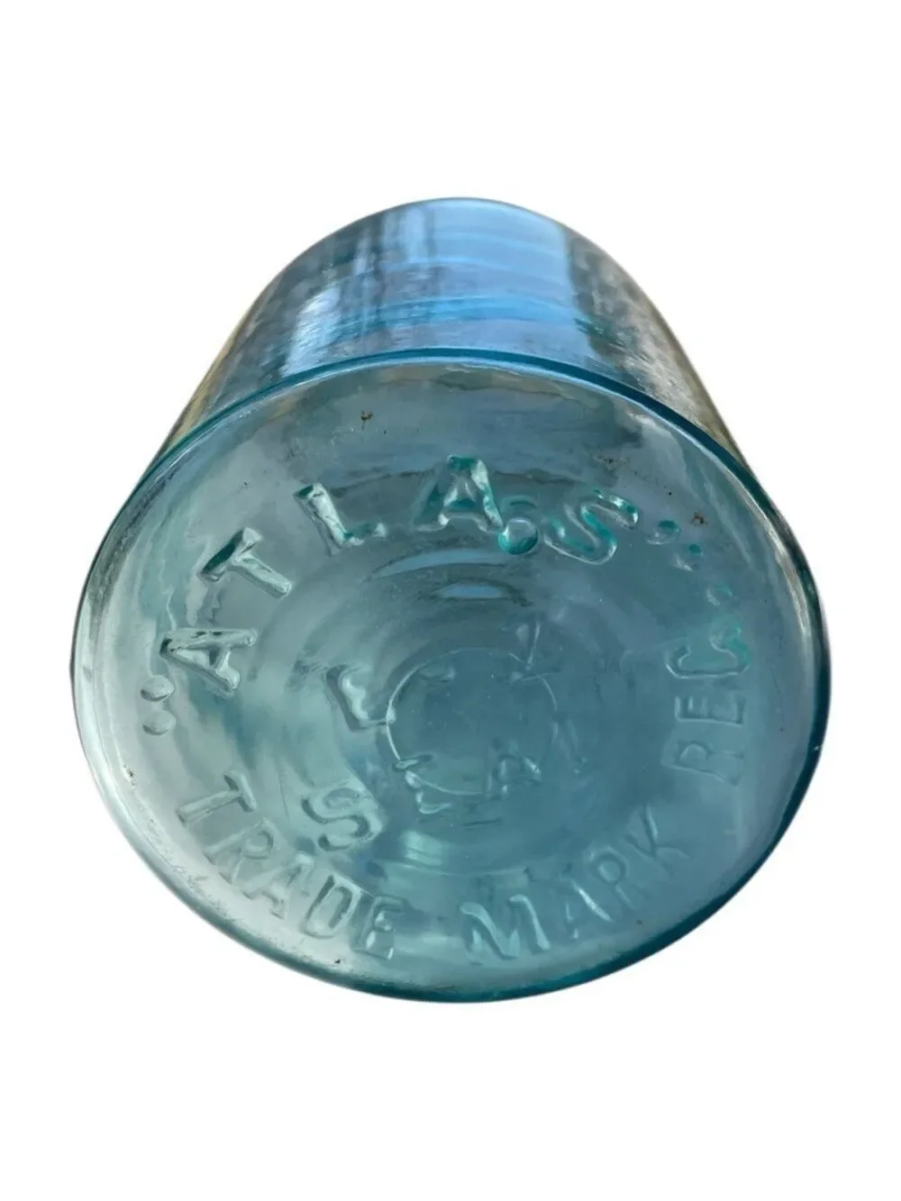 Antique Aqua Blue Atlas E-Z Seal Glass Canning Jar, w/Lid & Wire Bail.